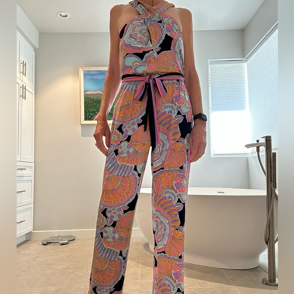 Trina Turk multi-colored halter-style jumpsuit XS